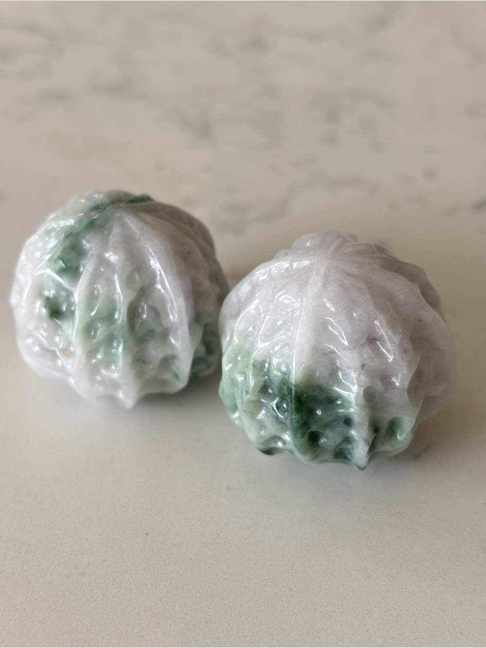 Hand carved Jadeite Jade Walnuts